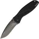 Kershaw Blur Linerlock Folding Knife 3.5" Damascus Steel Blade Aluminum Handle 1670BLKDAM -Kershaw - Survivor Hand Precision Knives & Outdoor Gear Store
