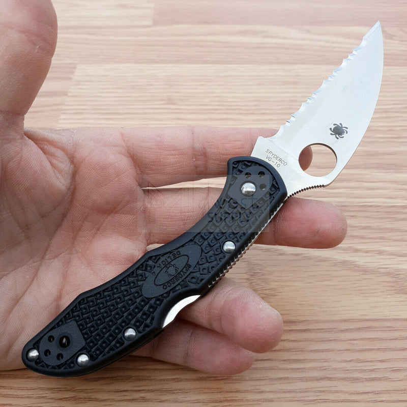 Spyderco Delica 4 Folding Knife 3" Serrated VG-10 Steel Wharncliffe Blade FRN Handle C11FSWCBK -Spyderco - Survivor Hand Precision Knives & Outdoor Gear Store