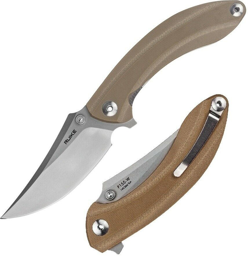 RUIKE P155 Linerlock Folding Knife 3.5" 14C28N Sandvik Steel Blade Desert Tan G10 Handle P155W -RUIKE - Survivor Hand Precision Knives & Outdoor Gear Store