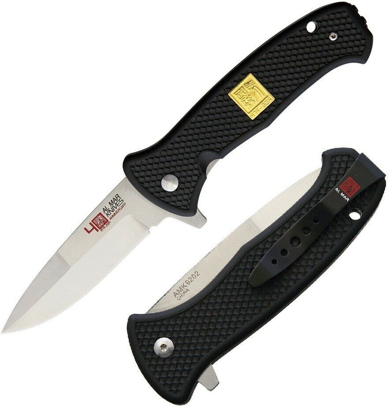 Al Mar 40th Annv SERE Folding Knife 3.63" D2 Tool Steel Blade Black FRN Handle 9202 -Al Mar - Survivor Hand Precision Knives & Outdoor Gear Store