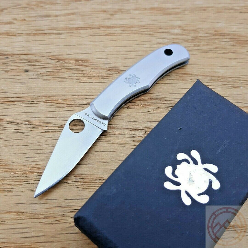 Spyderco Bug Folding Knife 1.25" 3Cr13 Steel Blade Brushed Stainless Handle 133P -Spyderco - Survivor Hand Precision Knives & Outdoor Gear Store