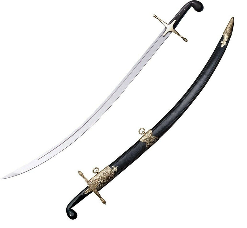 Cold Steel Shamshir Fixed Sword 30.5" 1055 Carbon Steel Blade Black Horn With Brass Guard Handle 88STS -Cold Steel - Survivor Hand Precision Knives & Outdoor Gear Store