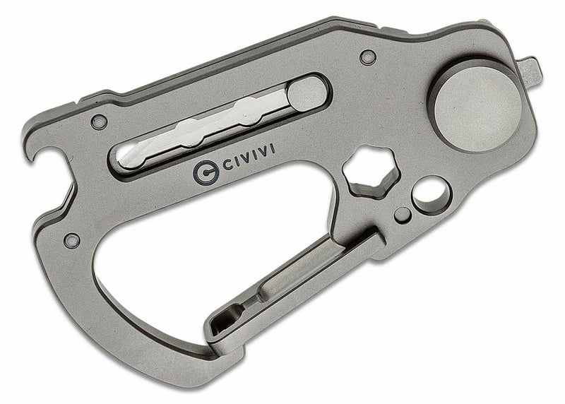 Civivi Polymorph Carabiner Keychain Multi Tool Gray Titanium Utility Plain Blade 200451 -Civivi - Survivor Hand Precision Knives & Outdoor Gear Store