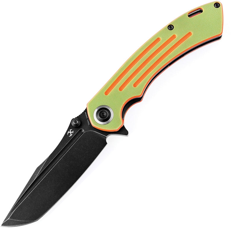 Kansept Knives Pretatout Linerlock Folding Knife 3.5" 154CM Steel Tanto Blade Green/Org G10 Handle 1032T2 -Kansept Knives - Survivor Hand Precision Knives & Outdoor Gear Store