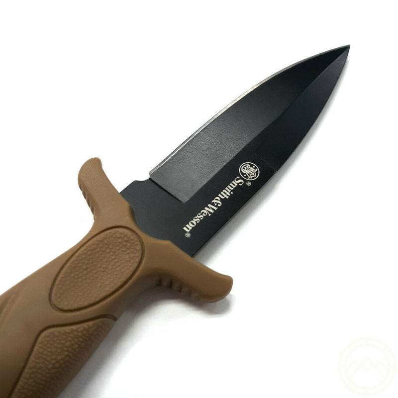 Smith & Wesson Boot Knife 3" Stainless Steel Blade Tan Rubber Handle 1100072 -Smith & Wesson - Survivor Hand Precision Knives & Outdoor Gear Store