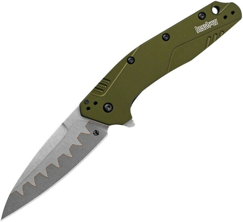 Kershaw Dividend Linerlock Knife 3 N690/D2 HC Steel Blade Green Aluminum Handle 1812OLCB -Kershaw - Survivor Hand Precision Knives & Outdoor Gear Store