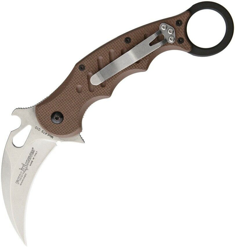 Fox Karambit Folding Knife 3" N690Co Vanadium Stainless Steel Blade Dark Earth G10 Handle 479ESW -Fox - Survivor Hand Precision Knives & Outdoor Gear Store