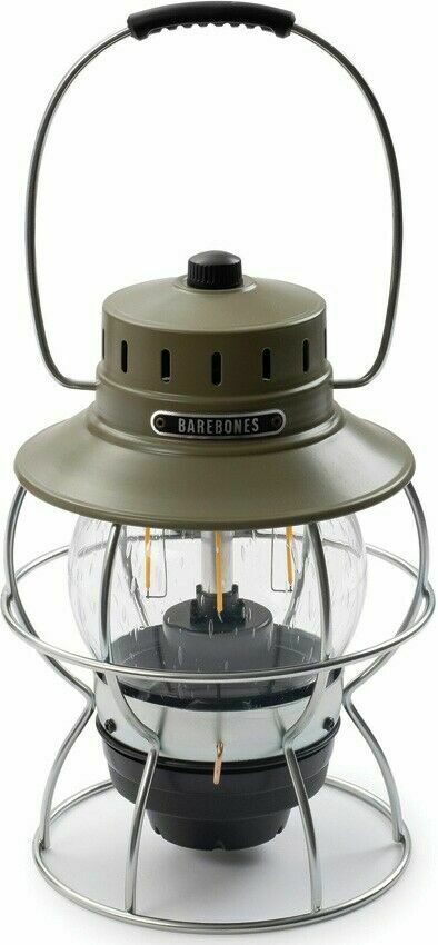 Barebones Living Railroad Lantern Rechargeable OD Green Metal Construction E281 -Barebones Living - Survivor Hand Precision Knives & Outdoor Gear Store