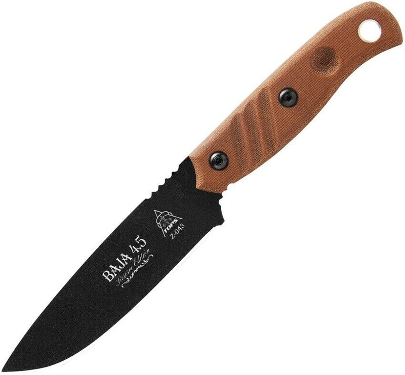 TOPS Baja 4.5 Reserve Edition Fixed Knife 4.88" 1095 Steel Blade Micarta Handle BAJA45R -TOPS - Survivor Hand Precision Knives & Outdoor Gear Store