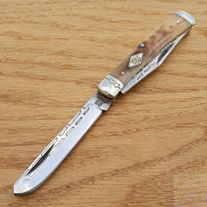 Rough Ryder Heavy Trapper Pocket Knife Carbon Steel Blades Smooth Bone Handle 1976 -Rough Ryder - Survivor Hand Precision Knives & Outdoor Gear Store