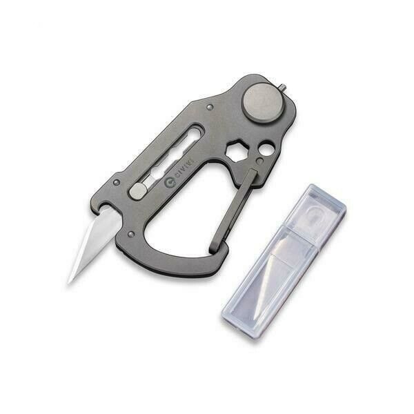 Civivi Polymorph Carabiner Keychain Multi Tool Gray Titanium Utility Plain Blade 200451 -Civivi - Survivor Hand Precision Knives & Outdoor Gear Store