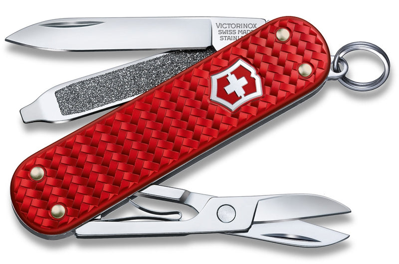 Victorinox Classic Precious Multi Tool Pocket Knife Red Woven Alox Handle 06221401G -Victorinox - Survivor Hand Precision Knives & Outdoor Gear Store