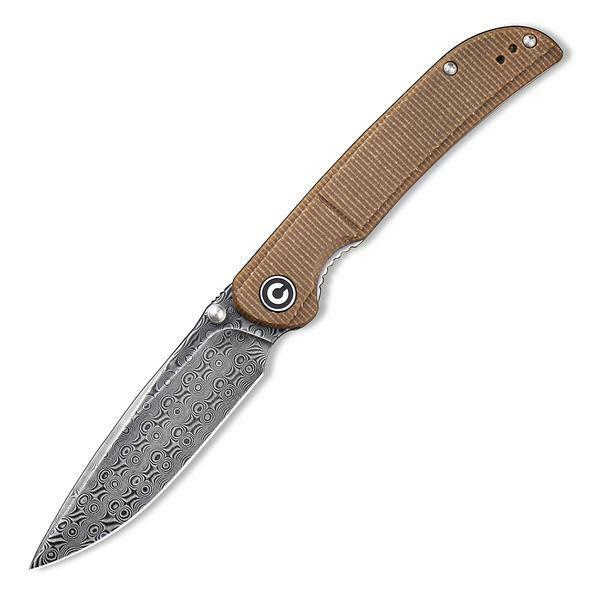 Civivi Imperium Folding Knife 3.5" Damascus Steel Blade Brown Micarta Handle 2107DS1 -Civivi - Survivor Hand Precision Knives & Outdoor Gear Store