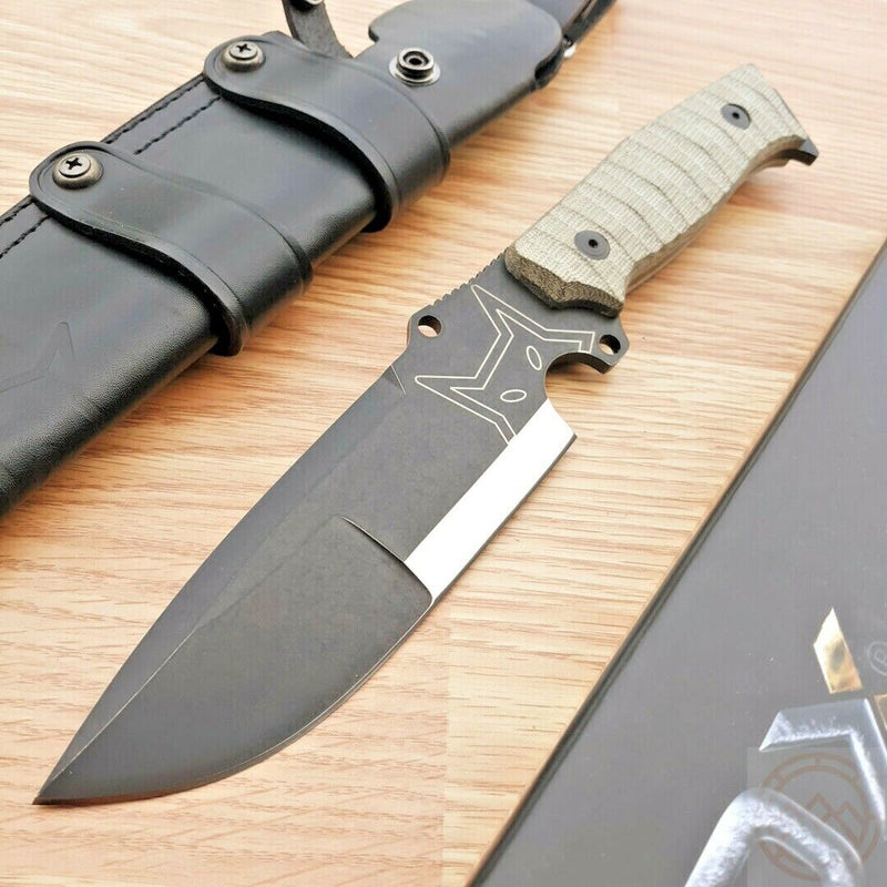 Fox Sherpa Fixed Knife 5.5" D2 Tool Steel Full Tang Blade OD Green Canvas Micarta Handle 610 -Fox - Survivor Hand Precision Knives & Outdoor Gear Store