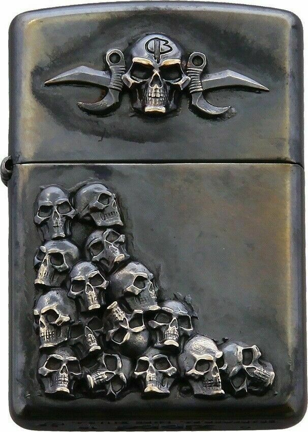 Bastinelli Creations Skulls Zippo Lighter Single Bronze Dimensions 1.44"x2.25" 231S -Bastinelli Creations - Survivor Hand Precision Knives & Outdoor Gear Store