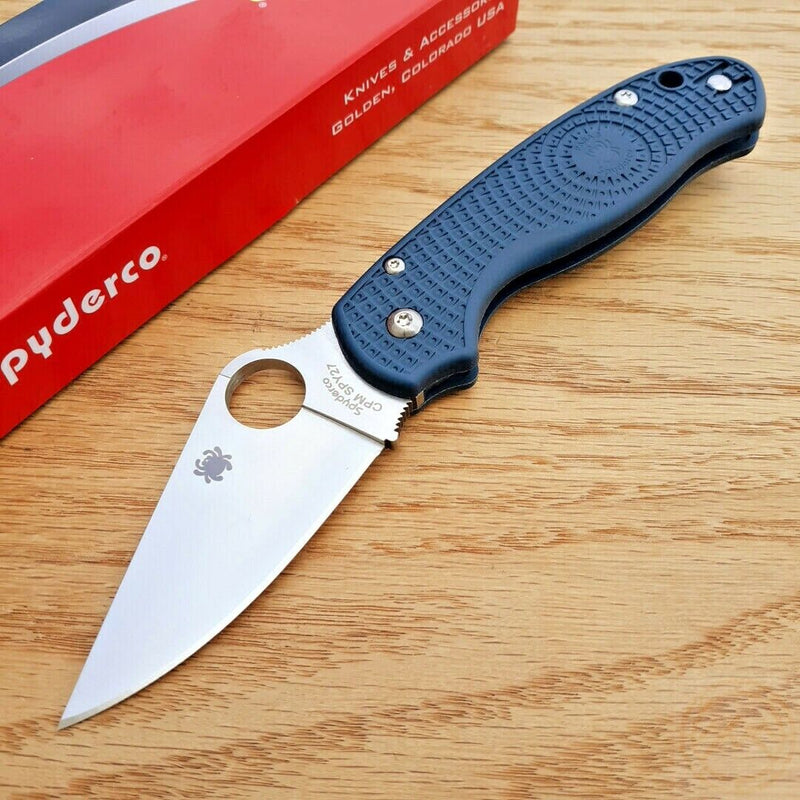 Spyderco Para 3 Compression Folding Knife 3" CPM SPY27 Steel Blade Blue Texture FRN Handle 223PCBL -Spyderco - Survivor Hand Precision Knives & Outdoor Gear Store