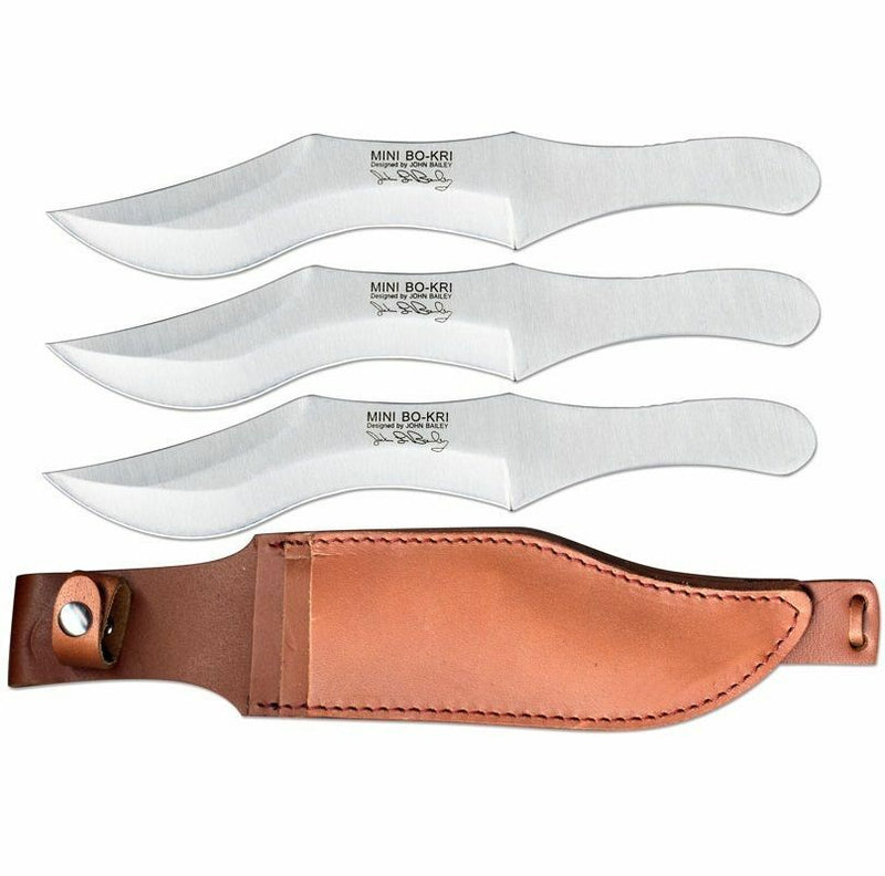 Boker Mini Bo Kri Throwing Knife Set 3 Mini Bo Kri Throwers With Leather Sheath 02MB162 -Boker Magnum - Survivor Hand Precision Knives & Outdoor Gear Store