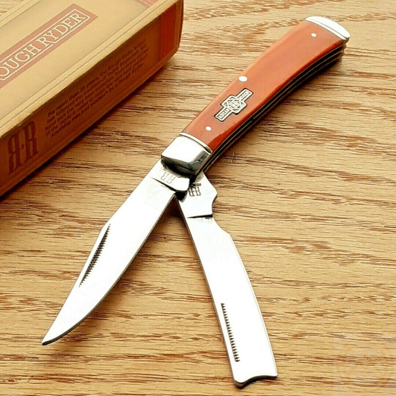 Rough Ryder Trapper Pocket Knife Stainless Steel Blades Orange Smooth Bone Handle 073 -Rough Ryder - Survivor Hand Precision Knives & Outdoor Gear Store