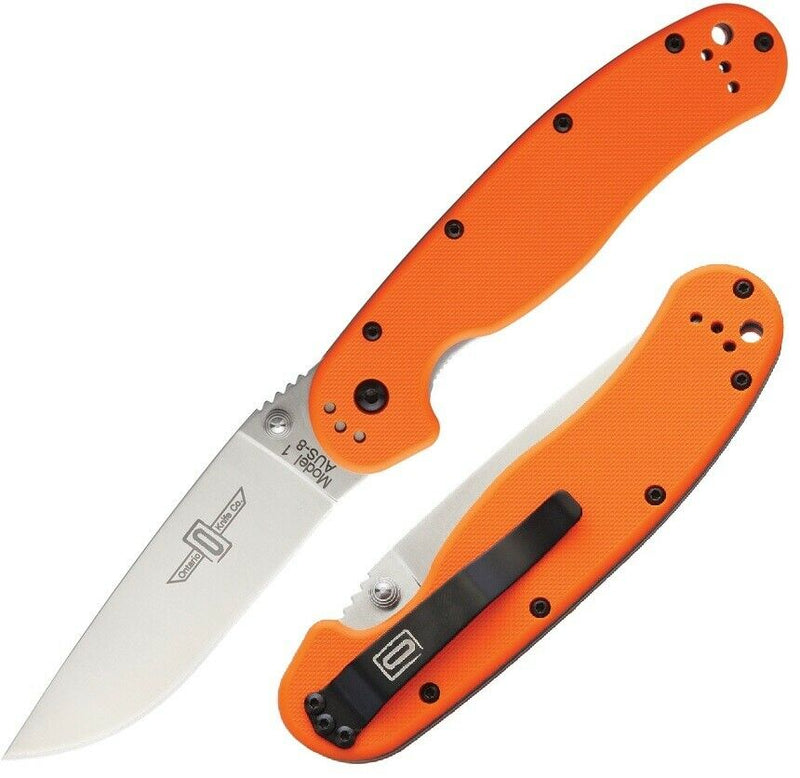 Ontario RAT I Linerlock Folding Knife 3.75" AUS8 Steel Blade Orange G10 Handle 8848OR -Ontario - Survivor Hand Precision Knives & Outdoor Gear Store