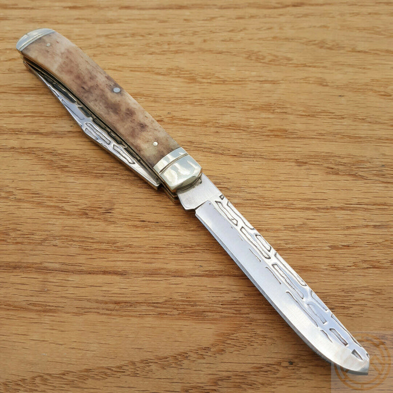 Rough Ryder Heavy Trapper Pocket Knife Carbon Steel Blades Smooth Bone Handle 1976 -Rough Ryder - Survivor Hand Precision Knives & Outdoor Gear Store