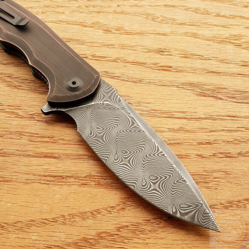 Civivi Praxis Folding Knife 3.75" Damascus Steel Blade Rubbed Copper Handle 803DS3 -Civivi - Survivor Hand Precision Knives & Outdoor Gear Store