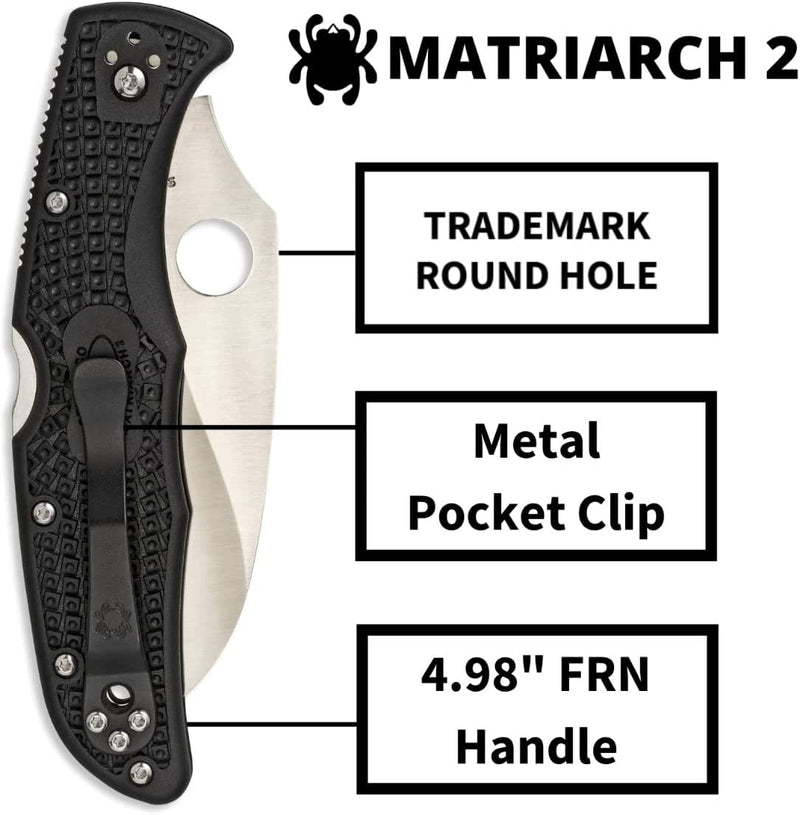 Spyderco Matriarch 2 Knife 3.5" VG-10 Stainless Serrated Blade FRN Handle C12SBK2 -Spyderco - Survivor Hand Precision Knives & Outdoor Gear Store