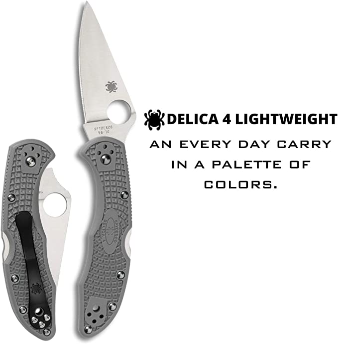 Spyderco Delica Lockback Folding Knife 3" VG-10 Steel Blade Gray FRN Handle C11FPGY -Spyderco - Survivor Hand Precision Knives & Outdoor Gear Store