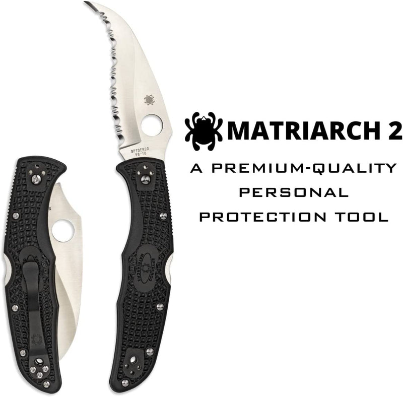 Spyderco Matriarch 2 Knife 3.5" VG-10 Stainless Serrated Blade FRN Handle C12SBK2 -Spyderco - Survivor Hand Precision Knives & Outdoor Gear Store