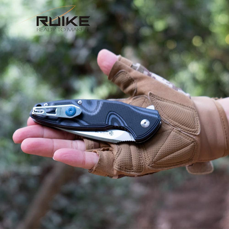 RUIKE Fang P105 Linerlock Pale Folding Knife 3.5" 14C28N Steel Blade Blue/Black G10 Handle EP105K -RUIKE - Survivor Hand Precision Knives & Outdoor Gear Store