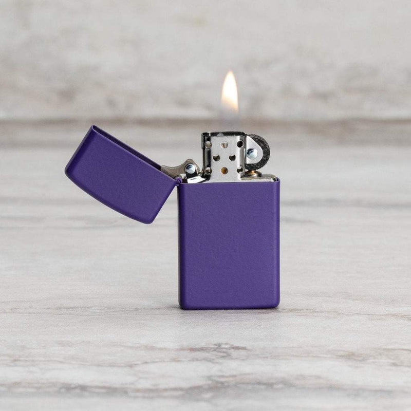 Zippo Lighter Slim Purple Matte Feature Windproof All Metal Construction 11637 -Zippo - Survivor Hand Precision Knives & Outdoor Gear Store