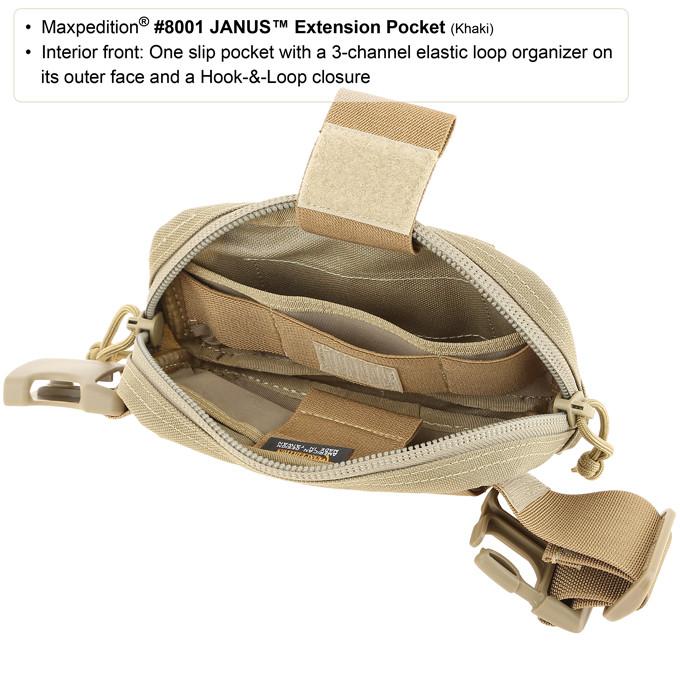 Maxpedition JANUS Extension Pocket Lon Thread Construction Khaki Color MX8001K -Maxpedition - Survivor Hand Precision Knives & Outdoor Gear Store