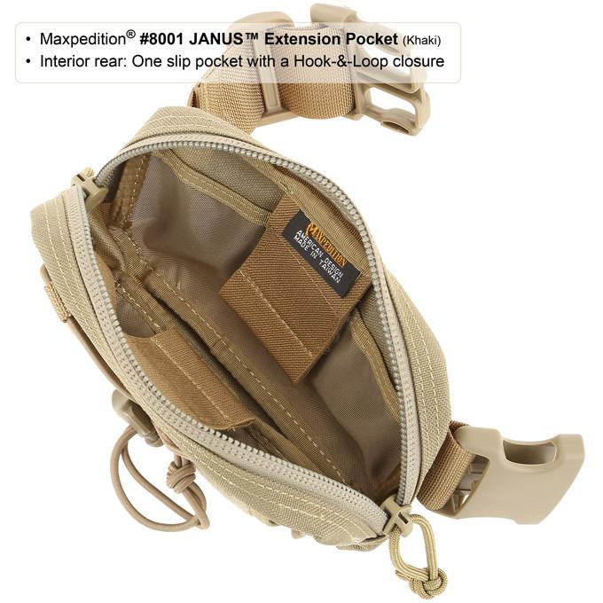 Maxpedition JANUS Extension Pocket Lon Thread Construction Khaki Color MX8001K -Maxpedition - Survivor Hand Precision Knives & Outdoor Gear Store