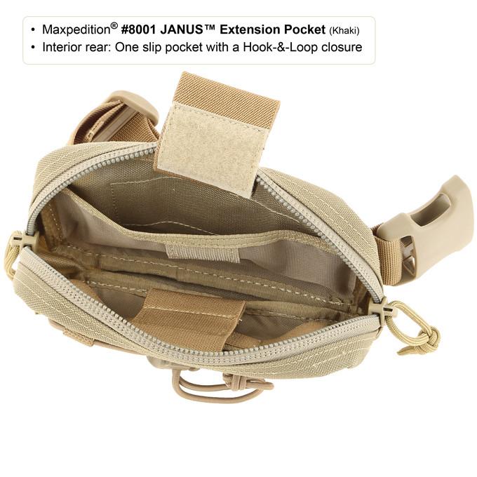 Maxpedition JANUS Extension Pocket Lon Thread Construction Khaki Color MX8001K -Maxpedition - Survivor Hand Precision Knives & Outdoor Gear Store