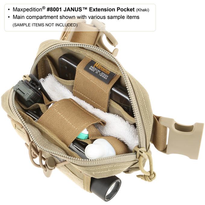 Maxpedition JANUS Extension Pocket Lon Thread Construction Khaki Color MX8001K -Maxpedition - Survivor Hand Precision Knives & Outdoor Gear Store