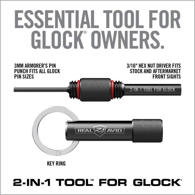 Real Avid 2-in-1 Tool For Glock With Reversible Dual Function And Black Machined Steel Construction LOCK21 -Real Avid - Survivor Hand Precision Knives & Outdoor Gear Store