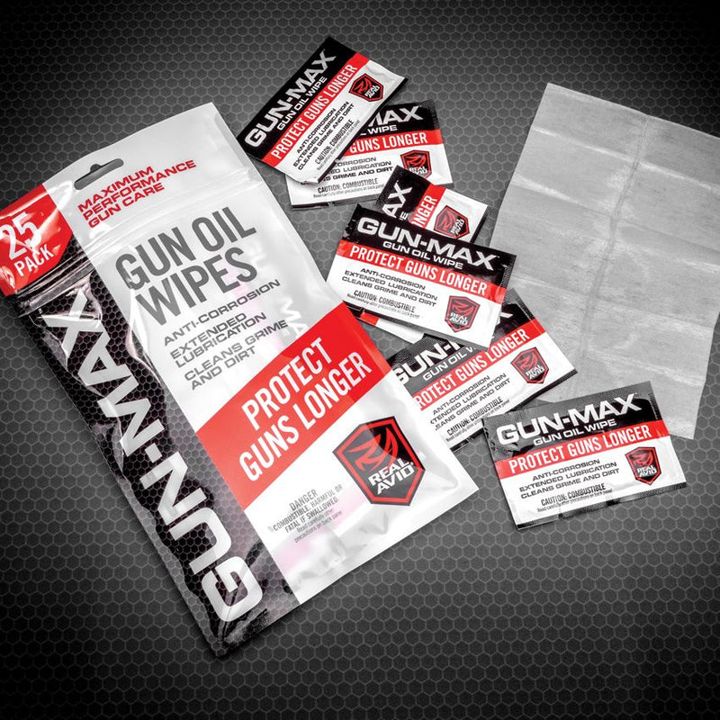 Real Avid Gun-Max Oil Pack Of 25 Individually Wrapped Wipes With Advanced Gun Metal Grade Formula And Powerful Inhibitors GMW25 -Real Avid - Survivor Hand Precision Knives & Outdoor Gear Store