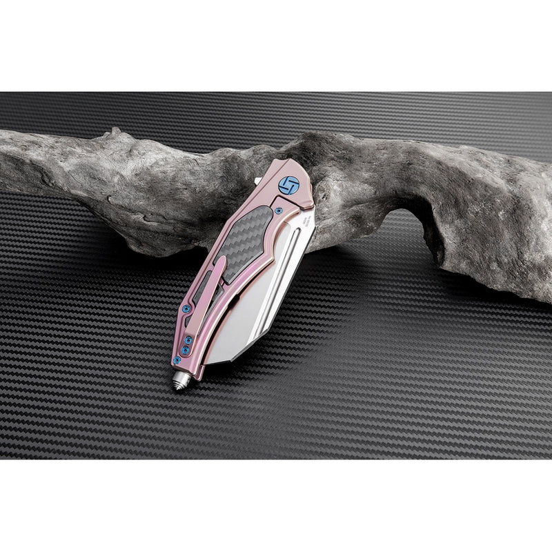 Artisan Cutlery Apache Folding Knife S35VN Steel Blade Pink Titanium Handle 1813GRES -Artisan Cutlery - Survivor Hand Precision Knives & Outdoor Gear Store