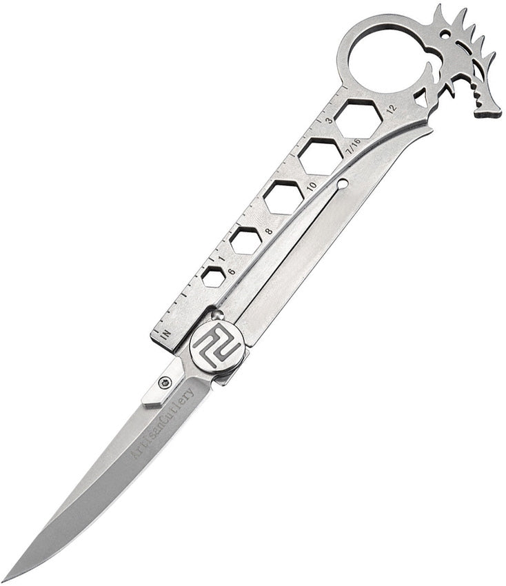 Artisan Cutlery Dragon Multi-Tool Knife 3" Gray Finish AUS-8 Stainless Blade And Handle 1606GY -Artisan Cutlery - Survivor Hand Precision Knives & Outdoor Gear Store