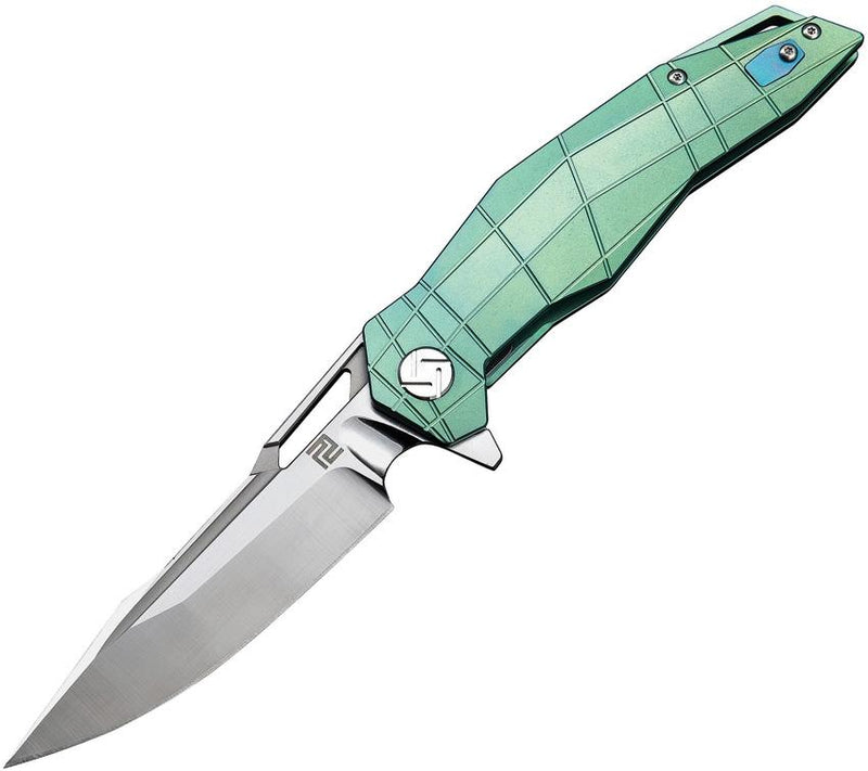 Artisan Cutlery Pangolin Framelock Folding Knife 4" S35VN Steel Blade Green Titanium Handle 1826GGNS -Artisan Cutlery - Survivor Hand Precision Knives & Outdoor Gear Store