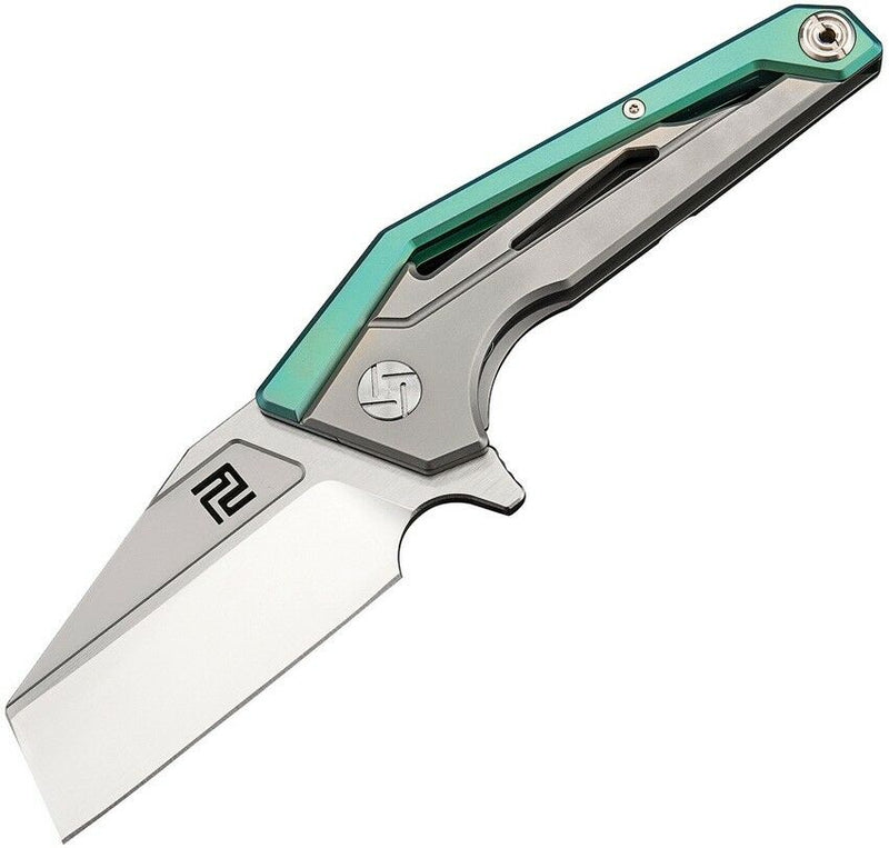 Artisan Cutlery Ravine Frame Folding Knife 3" Bohler M390 Steel Blade Green/Gray Titanium Handle 1819GGNM -Artisan Cutlery - Survivor Hand Precision Knives & Outdoor Gear Store