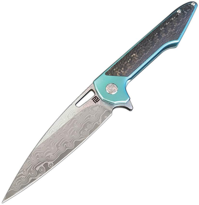 Artisan Cutlery Small Archaeo Framelock Folding Knife 3" Damascus Steel Blade Titanium/Carbon Fiber Handle 1821GSDGN -Artisan Cutlery - Survivor Hand Precision Knives & Outdoor Gear Store