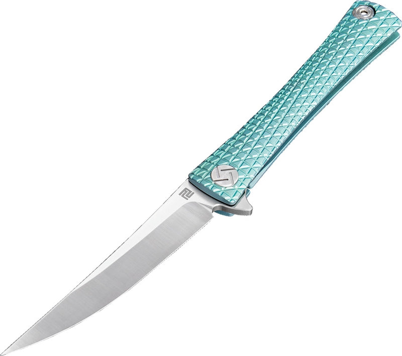 Artisan Cutlery Waistlin Folding Knife M390 Steel Blade Green Titanium Handle	1805GGNM -Artisan Cutlery - Survivor Hand Precision Knives & Outdoor Gear Store