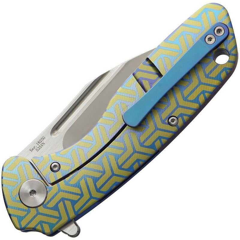 Artisan Cutlery Wren Framelock Folding Knife 3" S35VN Steel Blade Blue/Gold Titanium Handle -Artisan Cutlery - Survivor Hand Precision Knives & Outdoor Gear Store