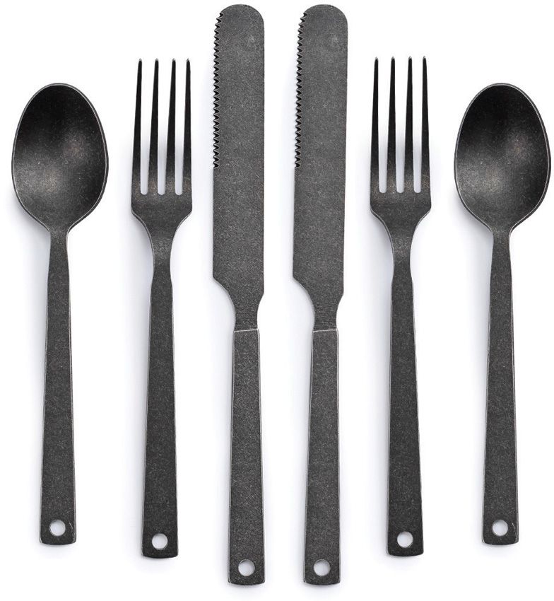 Barebones Living Flatware Set Fork Knive Spoon Antique Finish Steel Construction RE370 -Barebones Living - Survivor Hand Precision Knives & Outdoor Gear Store