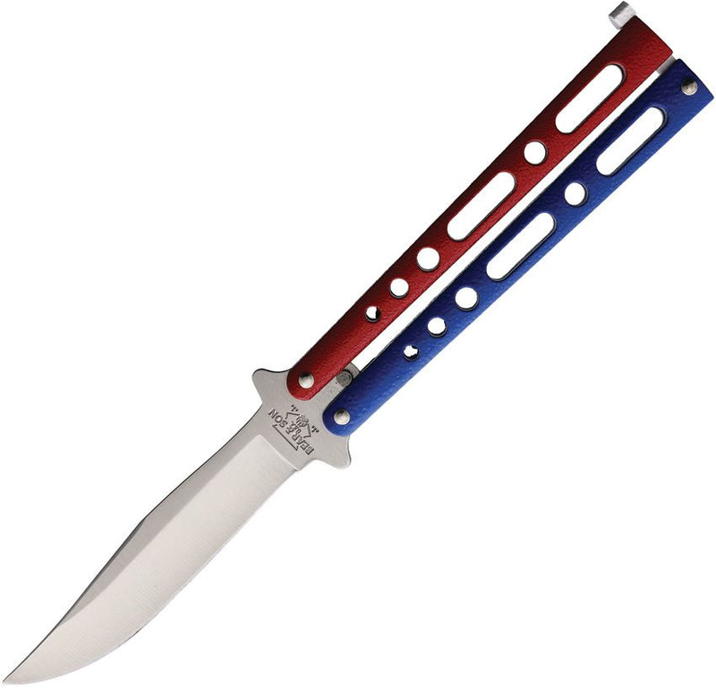 Bear & Son Butterlfy Folding Knife 3.38" Carbon Steel Clip Point Blade Red/White/Blue Zinc Handle 117RWB -Bear & Son - Survivor Hand Precision Knives & Outdoor Gear Store