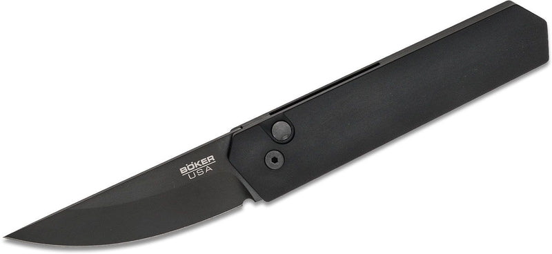 Boker Kwaiken Compact Button Folding Automatic Knife 3" 154CM Steel Blade Black Aluminum Handle 01BO255 -Boker - Survivor Hand Precision Knives & Outdoor Gear Store