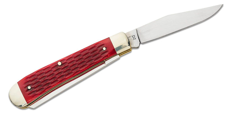 Boker Tree Brand Trapper Pocket Knife D2 Tool Steel Clip And Spey Blades Jigged Red Bone Handle 110825 -Boker - Survivor Hand Precision Knives & Outdoor Gear Store