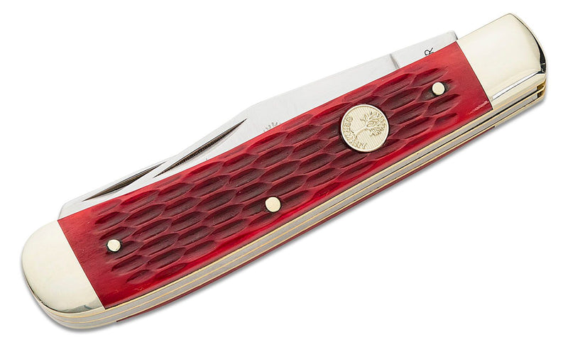 Boker Tree Brand Trapper Pocket Knife D2 Tool Steel Clip And Spey Blades Jigged Red Bone Handle 110825 -Boker - Survivor Hand Precision Knives & Outdoor Gear Store