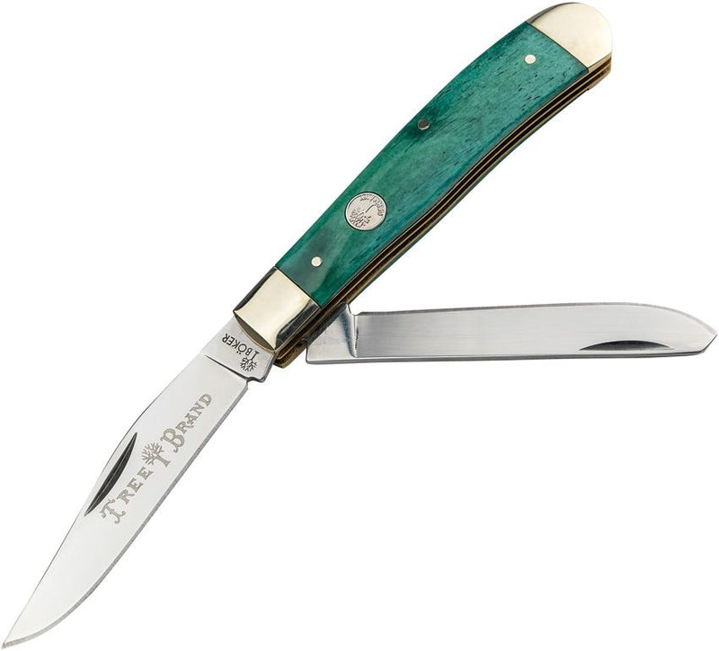 Boker Trapper Pocket Knife D2 Tool Steel Clip And Spey Blades Smooth Green Bone Handle 110829 -Boker - Survivor Hand Precision Knives & Outdoor Gear Store