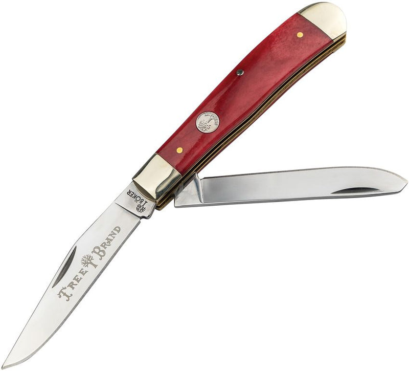 Boker Trapper Pocket Knife D2 Tool Steel Clip And Spey Blades Smooth Red Bone Handle 110830 -Boker - Survivor Hand Precision Knives & Outdoor Gear Store